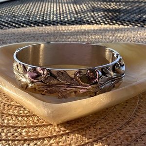 Silver Hinged Bangle Cuff Bracelet